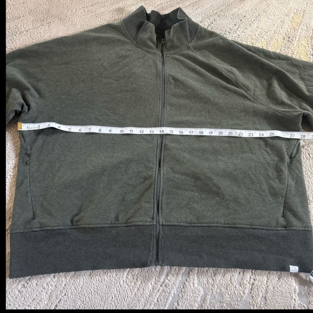 L.L. Bean Olive green Zip Up sweatshirt jacket relaxed fit  size 3X - Picture 3 of 8